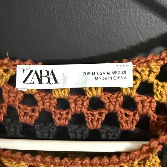 ZARA Open Weave Ruffle Peplum Retro Top Size: M - Picture 5 of 8